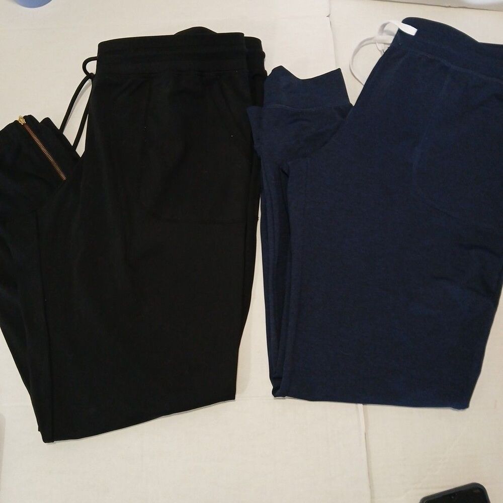 Lot Of 2 Zyia Active Athletic Ankle Joggers Pockets Black/Navy Blue 3XL Stretch